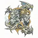 zeus and thunder lightning tattoo design idea