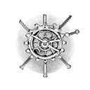A gothic style clock with gears and cogs made from old weapons like guns and knives tattoo design idea