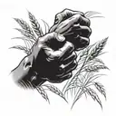 Two brothers arm wrestling in a field of wheat tattoo design idea