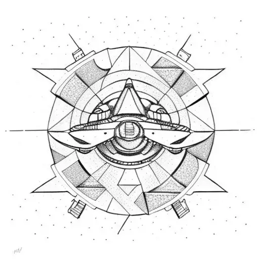 Spaceship with stars tattoo design idea