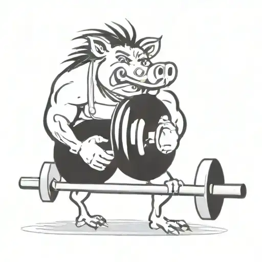 boar lift the barbell on the biceps tattoo design idea