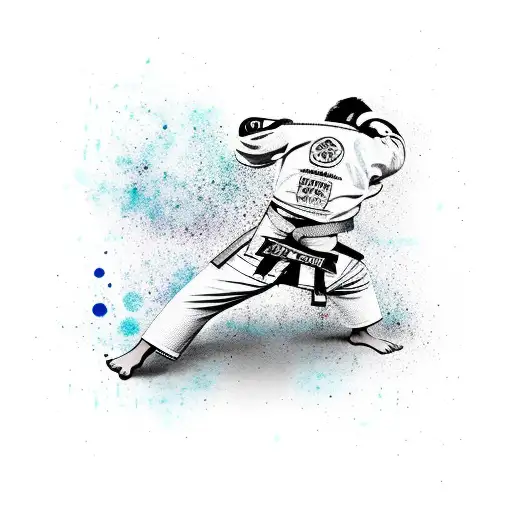 judo fighter abstract tattoo design idea