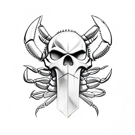 Crab Sword with lego skull on top tattoo design idea