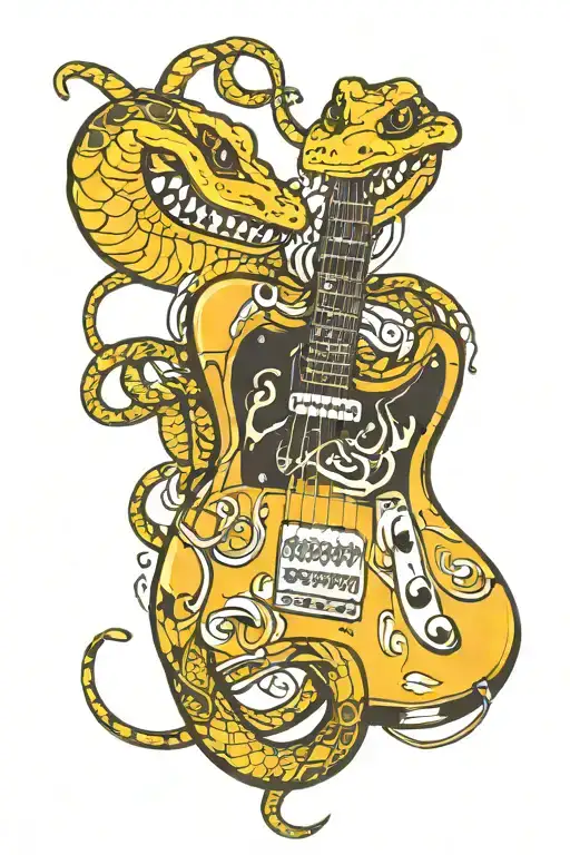 a Eletric telecaster guitar with a snake around the neck of the guitar  tattoo design idea