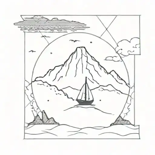kilimanjaro with boat sailing tattoo design idea