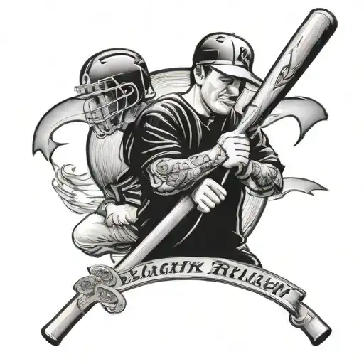 name Reagan and football baseball bat intertwined tattoo design idea