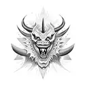 Devil demon sharp tooth xrazy tattoo design idea