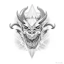 Devil demon sharp tooth xrazy tattoo design idea