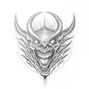 Devil demon sharp tooth xrazy tattoo design idea