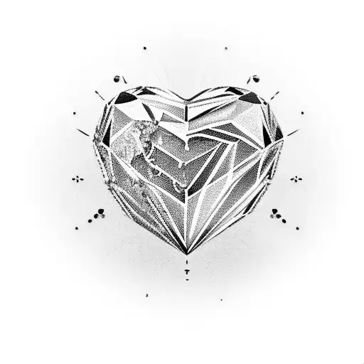 realistic heart with a scratches diamond tattoo design idea