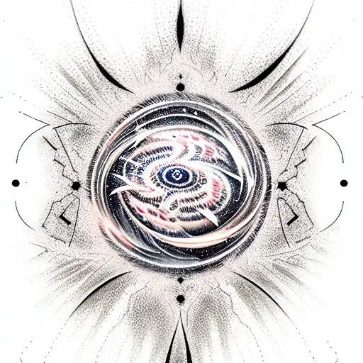 pulsar fire in planet tattoo design idea
