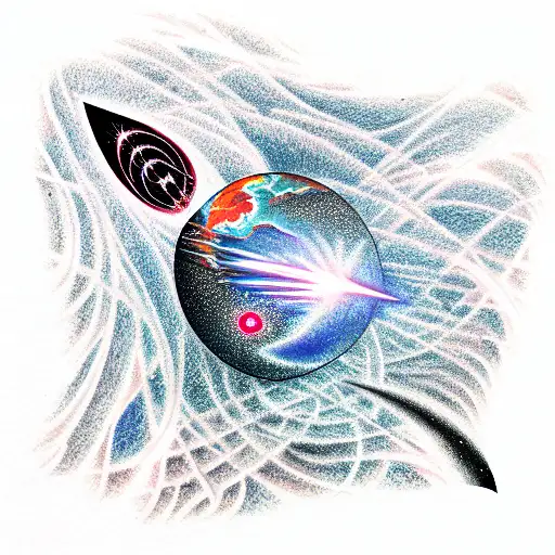 pulsar fire in planet laser tattoo design idea