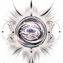 pulsar fire in planet tattoo design idea