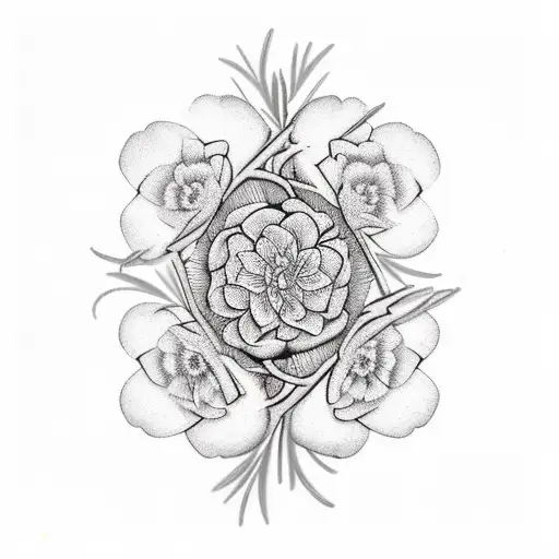 Two symmetric rosemary branches  tattoo design idea