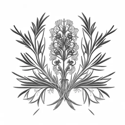 two symmetric rosemary branches tattoo design idea