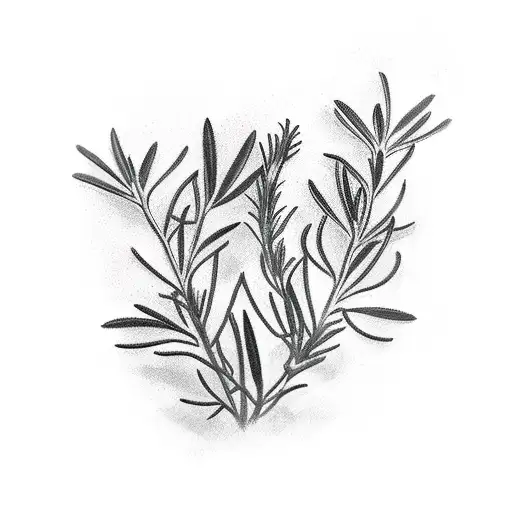 two symmetric rosemary branches tattoo design idea