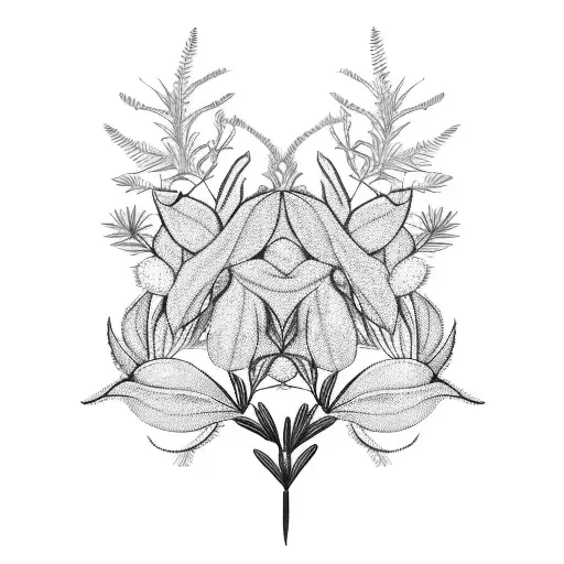 Two symmetric rosemary branches  tattoo design idea