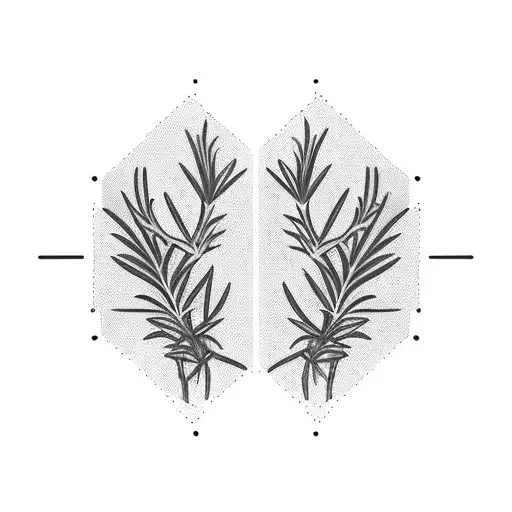 two symmetric rosemary branches tattoo design idea