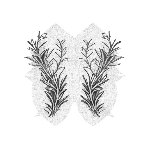 two symmetric rosemary branches tattoo design idea