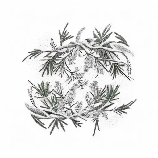 Two symmetric rosemary branches  tattoo design idea