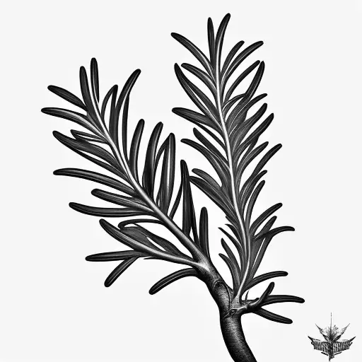 Rosemary leaves long branch tattoo design idea