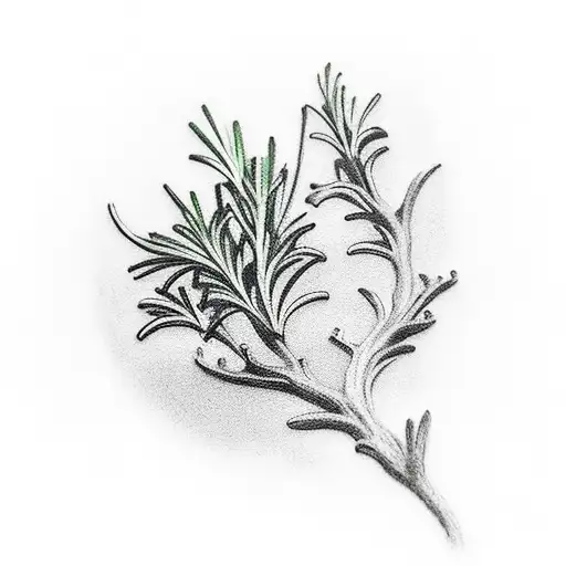 Rosemary long branch tattoo design idea