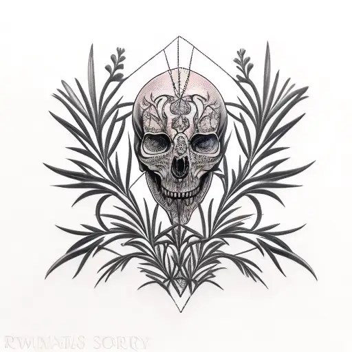 two symmetric rosemary branches tattoo design idea