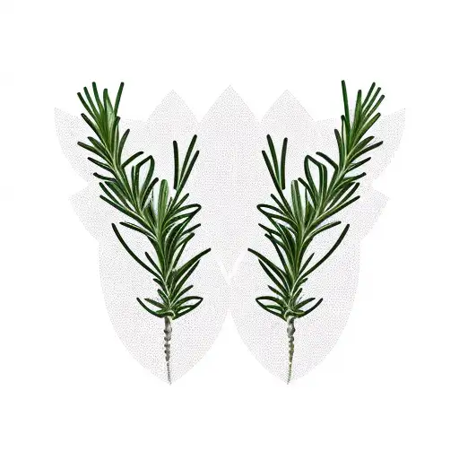 two symmetric rosemary branches tattoo design idea