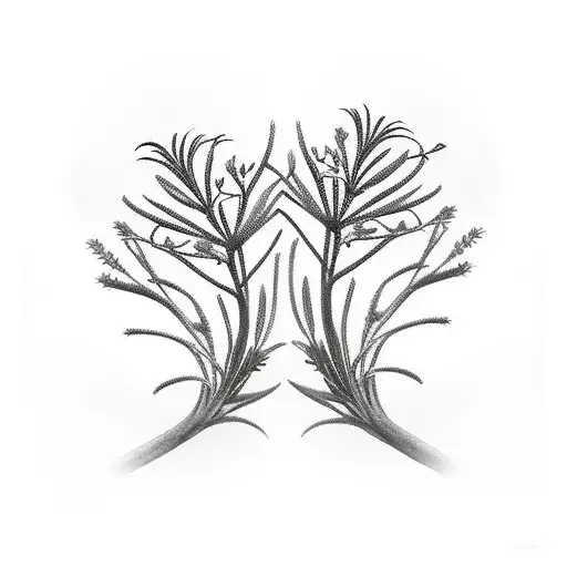 two symmetric rosemary branches tattoo design idea