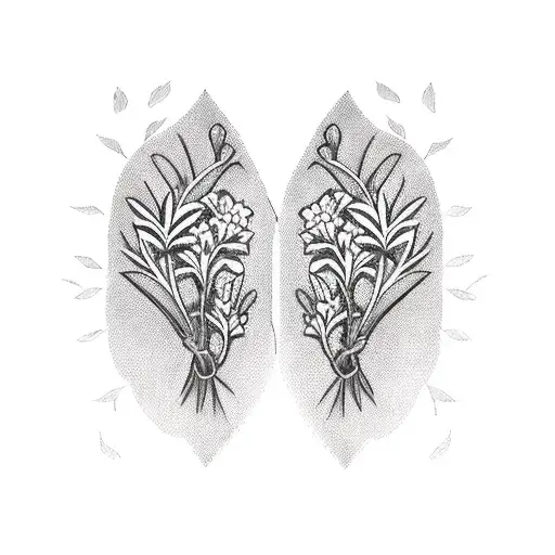 two symmetric rosemary branches tattoo design idea