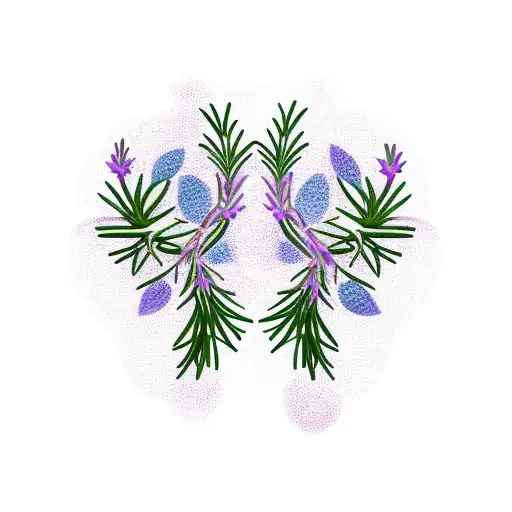 two symmetric rosemary branches tattoo design idea