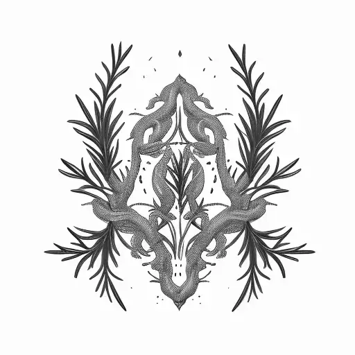 two symmetric rosemary branches tattoo design idea
