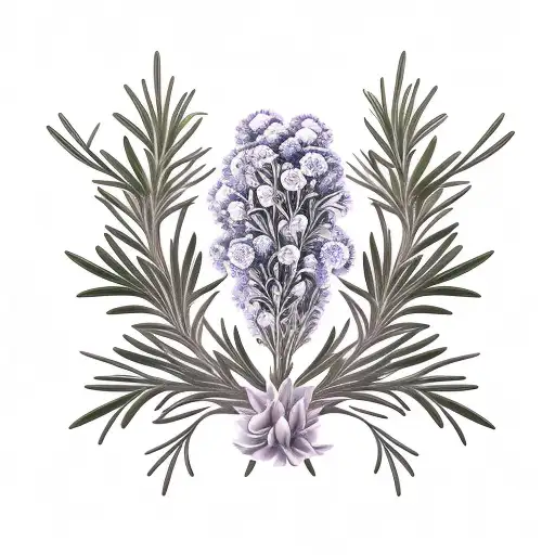 two symmetric rosemary branches tattoo design idea