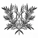 two symmetric rosemary branches crossed at the ends tattoo design idea
