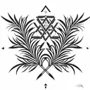 two symmetric rosemary branches crossed at the ends tattoo design idea