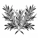 two symmetric rosemary branches crossed at the ends tattoo design idea