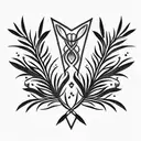 two symmetric rosemary branches crossed at the ends tattoo design idea
