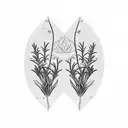 two symmetric rosemary branches tattoo design idea