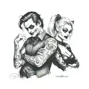 Harley Quinn and the joker with a saying right person wrong time  tattoo design idea