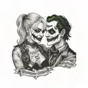 Harley Quinn and the joker with a saying right person wrong time  tattoo design idea