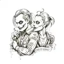 Harley Quinn and the joker with a saying right person wrong time  tattoo design idea