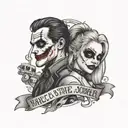 Harley Quinn and the joker with a saying right person wrong time  tattoo design idea