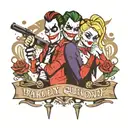 Harley Quinn and the joker with the saying right person wrong time  tattoo design idea