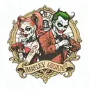 Harley Quinn and the joker with the saying right person wrong time  tattoo design idea