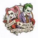 Harley Quinn and the joker with the saying right person wrong time  tattoo design idea
