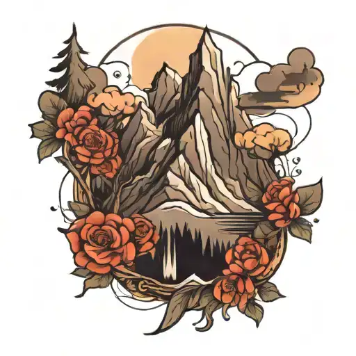 mountain tattoo design idea