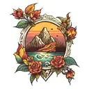 colorful mountain tattoo design idea