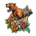 colorful mountain tattoo design idea