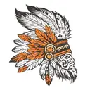 Native Indian feather head crown with Canadian woodland background, including ocean themed sunrise, or Sunset with horiz tattoo design idea