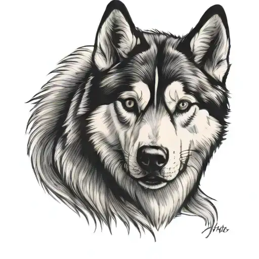 siberian husky dog tattoo design idea